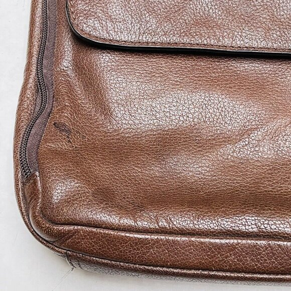 Scully  Leather Messenger Bag Crossbody Briefcase Brown Work Career Travel - Picture 2 of 15